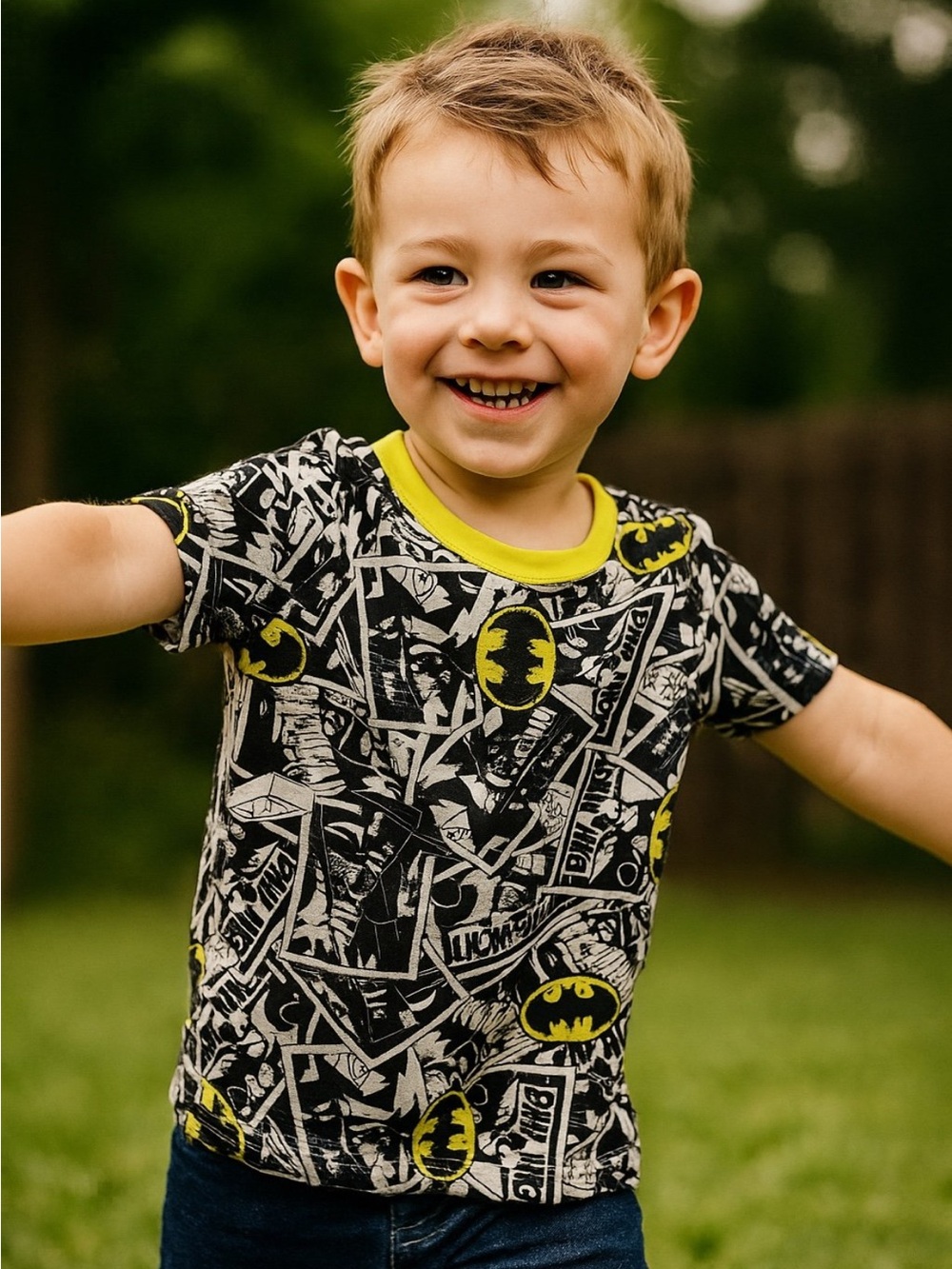 LEGO Batman Shirt Toddler Boys 3T Comic Book All Over Print DC Superhero Tee
